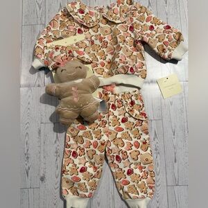 Cynthia Rowley Gingerbread Cookie Kids Pajama Set with Headband and Doll
